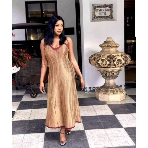 Zara gold metallic thread knit midi dress - Picture 5 of 14